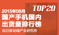 2015年08月國產(chǎn)手機國內出貨量排行榜