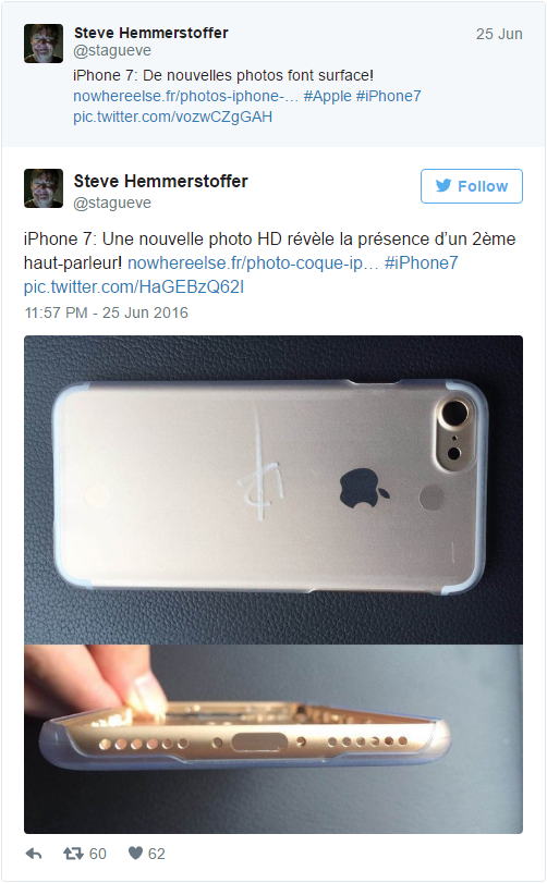iPhone 7后殼曝光：攝像頭凸起、耳機(jī)孔被揚(yáng)聲器取代