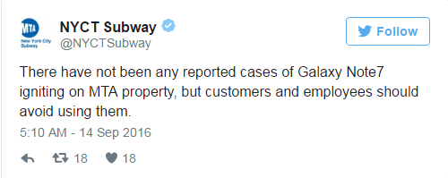 三星問題手機人人喊打:紐約公交系統(tǒng)拒絕乘客使用Note 7