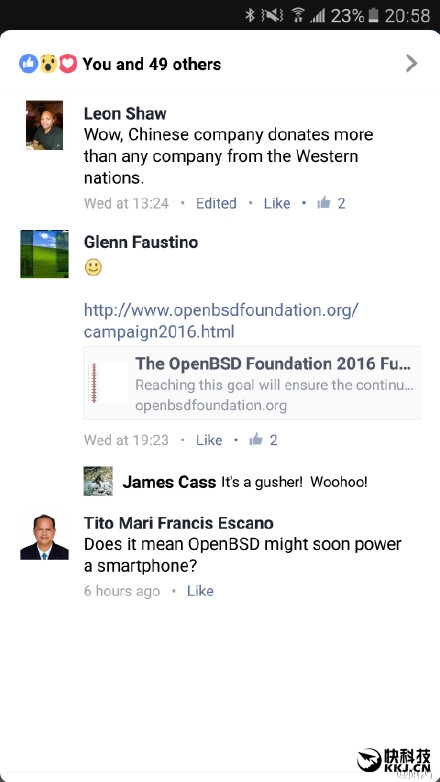 錘子科技向OpenBSD基金會捐款143萬元