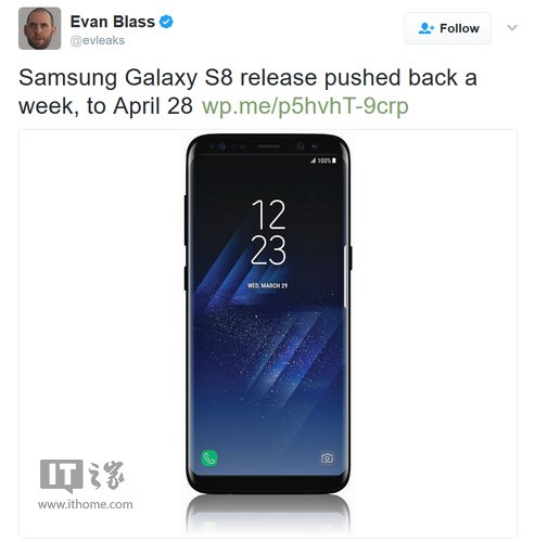 供應(yīng)鏈消息:三星S8將于4月28日在加拿大上市