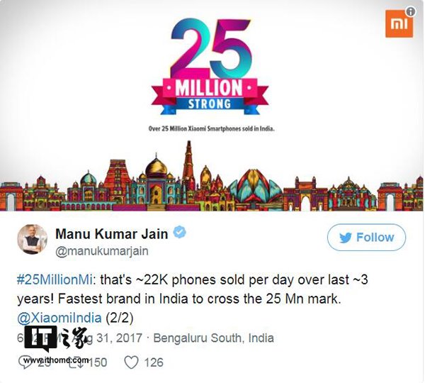 過去三年，小米在印度每天賣出約22000部手機(jī)