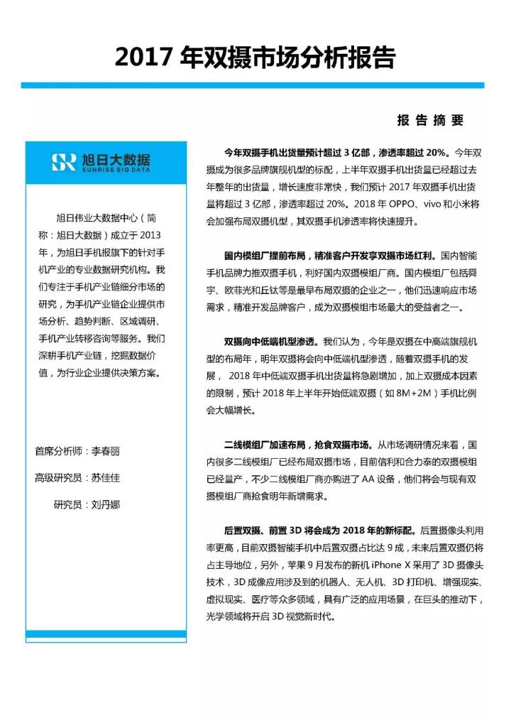 2017年雙攝市場(chǎng)分析報(bào)告