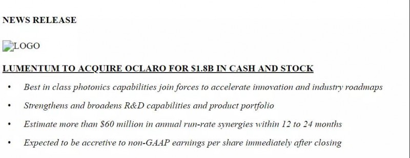 Finisar霸王之位不保？Lumentum18億美元拿下Oclaro