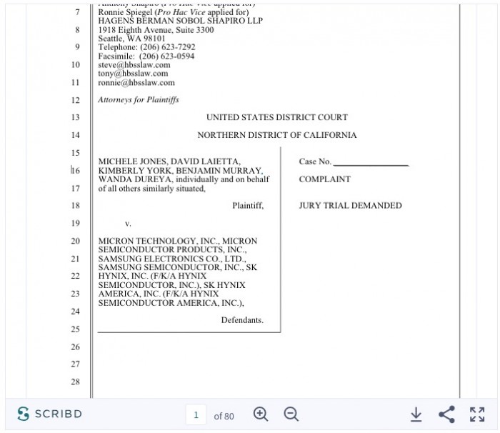 三星、海力士等涉嫌串謀操縱芯片價(jià)格 被提起集體訴訟