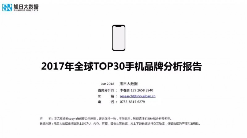 2017年全球TOP30手機品牌分析報告