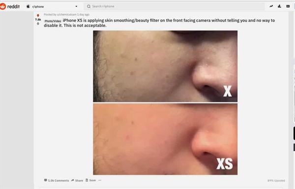 蘋果iPhone XS深陷“美顏門”:老外吐槽自拍太假