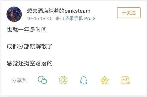 傳錘子解散成都分公司 才搬遷1年羅永浩就頂不??？