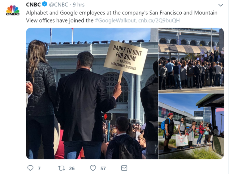 谷歌大罷工席卷全球 47個(gè)辦事處規(guī)模超歷史