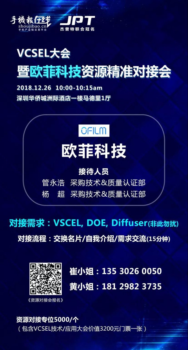 年終大戲:華為/OPPO/歐菲科技/奧比中光/顥天光電/資本等資源精準(zhǔn)對接會(杰普特聯(lián)合冠名)