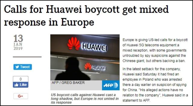 美國呼吁聯(lián)合制裁華為 除英法外其他國家應(yīng)者寥寥