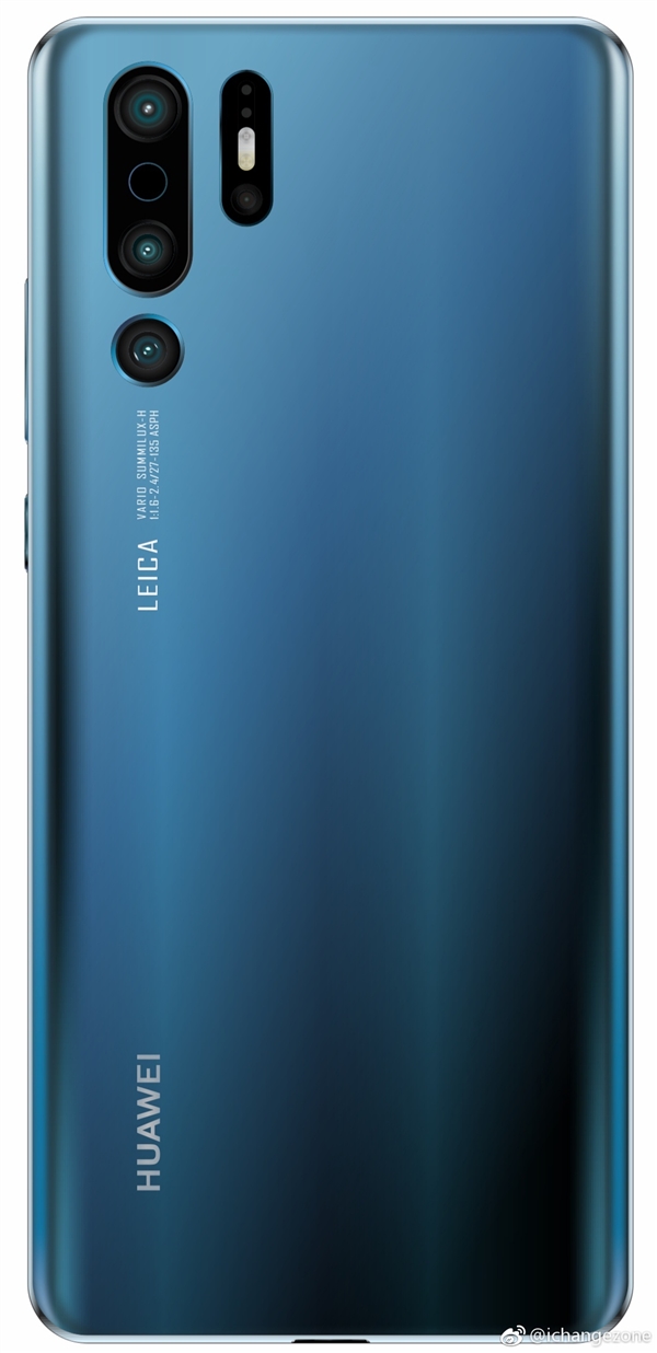 華為P30 Pro高清渲染圖曝光:后置四攝、徠卡5倍光學變焦