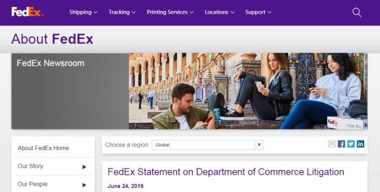 聯(lián)邦快遞對美國商務部提起訴訟