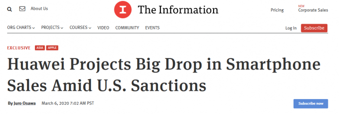 華為智能手機(jī)十年來首遇同比增速下降，預(yù)計(jì)下滑20%