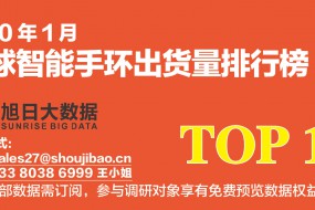 2020年1月全球智能手環(huán)出貨量排行榜
